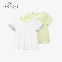 Yingzis new lingerie baby Summer bookpiece jacquard underwear for children short sleeve T-shirt Home clothes 184B0315