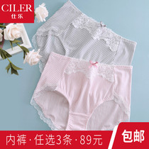 Shile Women Modele Lace Triangle Briefs Summer Thin pure cotton High waist for waist lifting hip up for overweight