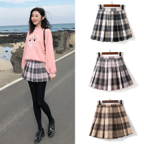 women's woolen pleated skirt autumn 2022 new plaid skirt high waist a-line all match