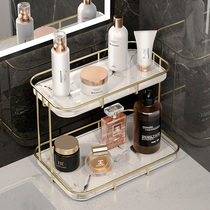 Washstand Bathroom shelf Light luxury bathroom toilet hand washing desktop cosmetics corner double-layer storage shelf