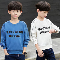 Boys spring and autumn long-sleeved t-shirt 2021 new big childrens sweater western style autumn childrens clothing boys tide base shirt