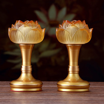  Colorful glass lotus lamp Buddha lamp led Buddha lamp Buddha front lamp pair of plug-in household Guanyin lotus lamp