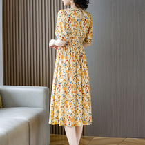 Heavy-pound genuine silk one-piece dress high-end mulberry silk 2022 pop dress children summer long and covered with a new big card