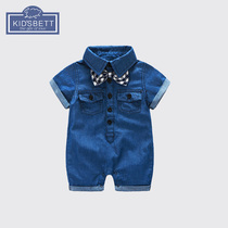 Boys summer dress 0-1 year old boy cowboy shirt short sleeve jumpsuit summer thin baby clothes out