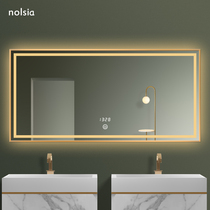 Golden border smart bathroom mirror anti-atomization makeup mirror hanging wall washroom washstand Mirror Multifunctional customizable