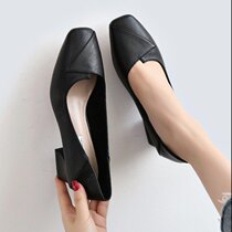 Europe Stand Heel Single Shoes Women 2022 Spring Autumn New 100 Hitch Genuine Leather leather leather shoes Inn with Lefoes