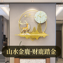 Fortune deer stepping gold Personality modern creative wall clock Light luxury decoration Quartz clock Net red living room household fashion watch