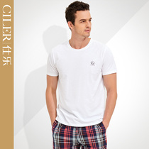 Shile bamboo cotton mens T-shirt summer short sleeve youth solid color sports sweatshirt cotton middle-aged loose base shirt