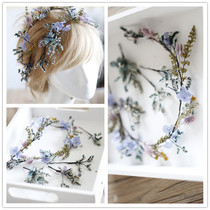 Eternal flower strips Dried flowers branches Forest style sweet wreath Bride outdoor travel style head flower wedding headdress