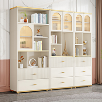 Nordic Bookcase Glass Door Dust-Proof Bookshelf Combined Light Extravagant Display Cabinet Home Living Room Floor Shelve Locker lockers