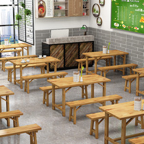 Solid wood fast food table and chair Economical breakfast shop Food stall Snack bar Noodle restaurant Special hotel table and chair combination Commercial