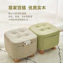 Low stool shoe stool Household creative cute doorway living room solid wood small bench Coffee table stool Fabric sofa stool pier