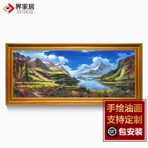 Handmade oil painting Hand-painted European-style landscape scenery Daxue Mountain has a long history cornucopia decorative painting American hanging painting