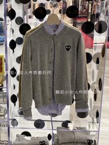 Japan Kawakubo Ling CDG wool cardigan jacket Black Heart red gold heart round neck PLAY women