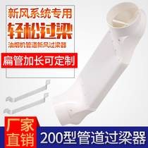 Fresh air over the beam ABS ventilation pipe cross beam flat pipe 200 fresh air pipe connector PVC over the beam