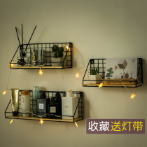 Hanging wall shelf dormitory bedside bedroom storage rack non-perforated wall wall hanging basket bedroom artifact