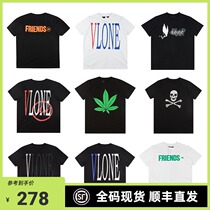 Trend view VLONE big V reflective smoke ANGEL FRIENDS SHORT-sleeved T-shirt male king Yibo Edison Chen with the same