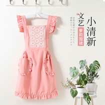 Apron home kitchen Korean fashion cute princess kitchen cooking apron sleeve working apron cute Japanese