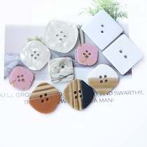 Irregular square button four-eyed pink white curry womens cashmere coat trench coat cardigan shirt top button button