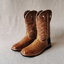 New sleeve winter imported cowhide crocodile grain Western cowboy boots Middle tube waterproof mens boots Knight boots