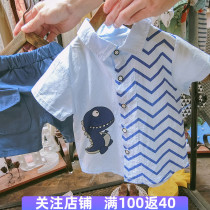 Boy set 2020 new summer dinosaur short sleeve shirt baby foreign-style children 1-3 years old 5 children two sets
