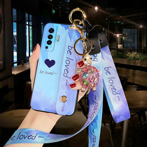 Watercolor vivox50 mobile phone shell new web red card liquid silicone x50pro personality creative tide new product vivox30 with hanging rope full bag lens x30 limited edition 2021 woman