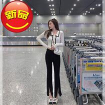 Gentle wind-knit cardiovert 2020 tummy season new wave short and open navel blouse slim sweater