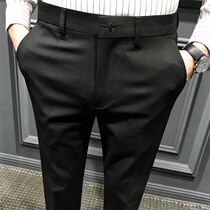 Mens casual pants summer thin Korean version of the trend brand embroidery slim Joker business dress pants men