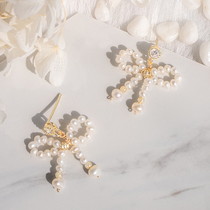 HeyJewel two or three ornaments high-end bow earrings simple and small earrings temperament cold wind net red earrings