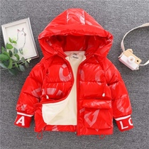 Boys cotton tide child Western style 1 sui bao bao jia velvet thick cotton-padded clothes 2 bright disposable cotton-padded jacket winter children childrens clothing