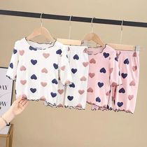 Girlsspring autumn summer style pyjamas in pyjamas childrens home conserved baby foreign air 70% sleeves air conditioning suit two sets damp
