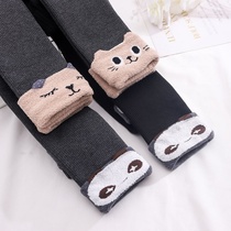 (Open file) New Girls warm pants winter plus velvet childrens base pants