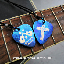 Decorative Jewelry pendant lettering paddle pendant can play guitar pick necklace can play folk custom