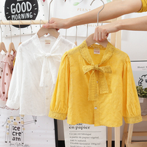 Girl Shirt Han Edition Princess 2022 Spring Dress New Children Long Sleeve Cardiovert Blouses Little Girl Spring Autumn Shirt Tide