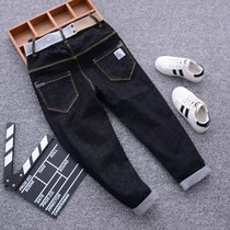 Childrens fleece jeans thin velvet boys jeans children pants 2019 Korean spring and autumn boys trousers