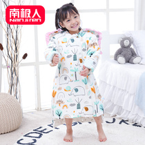 Antarctic childrens sleeping bag cotton autumn and winter childrens thick and long bag middle-aged childrens baby anti-kicking two-way zipper