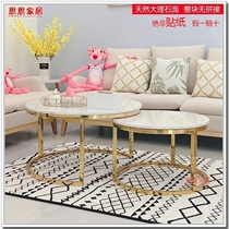 Lightweight Metal Marble Tea Table Living Room Round Size Set Coffee Table Natural Jazz White High Low Set