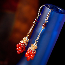 Earrings womens long Chinese style Chinese Hanfu retro super fairy earrings ancient temperament national style garnet earrings