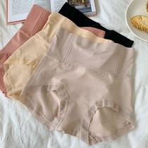 Underwear womens cotton high-waisted belly without curling lace edge briefs head new product 2023 bag hip plus size fat mm