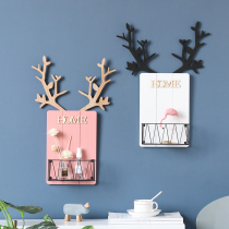 Nordic Ins Wind Wall Shelving Dining Room Dining Room Room Adornment Deer Head Wall-mounted Basket Wall Shelf Contained
