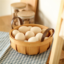 Hand-woven fir chip storage basket desktop food fruit bread storage basket round portable storage basket