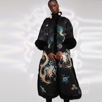  Cloud decoration totem original design womens tops ethnic style old embroidery plate Silver dragon plus cotton plus wool personality temperament jacket