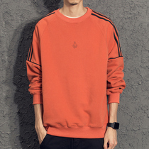 Yi 2021 new mens clothes spring and autumn printing Korean trend plus velvet round neck clothes loose autumn clothes