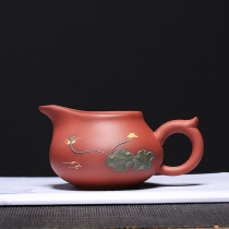 Handmade Yixing lotus pond moonlight purple sand raw mine jujube red mud road cup cup lotus leaf road cup frog tea set