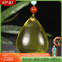 Transparent pure water drop pendant Rundown jade edge natural raw mine Baltic nectar Amber Gold Perp Pendant 38g