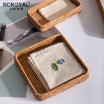  Western restaurant knives and forks tableware paper towel storage box American retro real wood rattan handmade drawer separation and finishing box