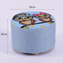 Sofa stool solid wood light shoe changing stool European style with stool room floor small bench log soft cover fabric