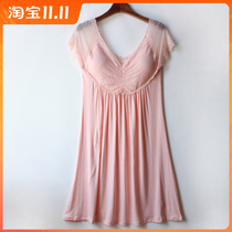 Summer-free BRA nightgown one BRA lace dress home clothing with chest pad modal nightgown