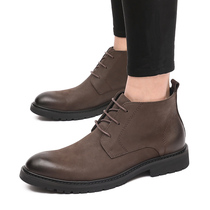 British style Martin boots mens leather all-match trendy boots mens high-top leather shoes Cowhide mens boots vintage Chelsea boots men