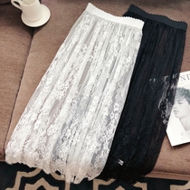 Huiju autumn long skirt lace interior base skirt short medium long without lining single layer mesh size skirt